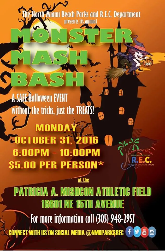 Афиша праздника Monster Mash Bash на Хэллоуин