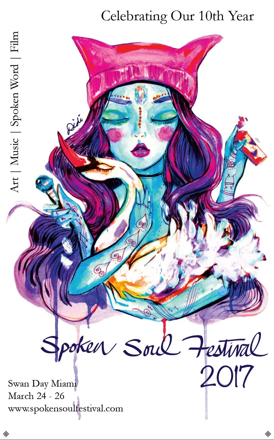Афиша фестиваля Spoken Soul Festival 2017 с изображением девушки.