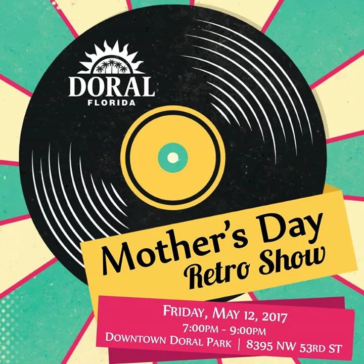 Ретро-плакат Mother's Day Retro Show с рисунком виниловой пластинки.