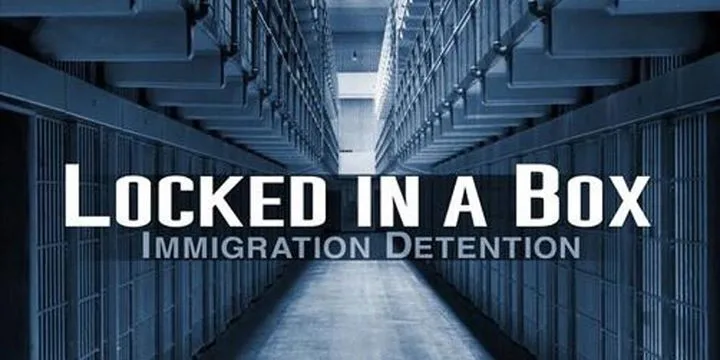 Баннер документального фильма Locked in a Box про иммиграцию