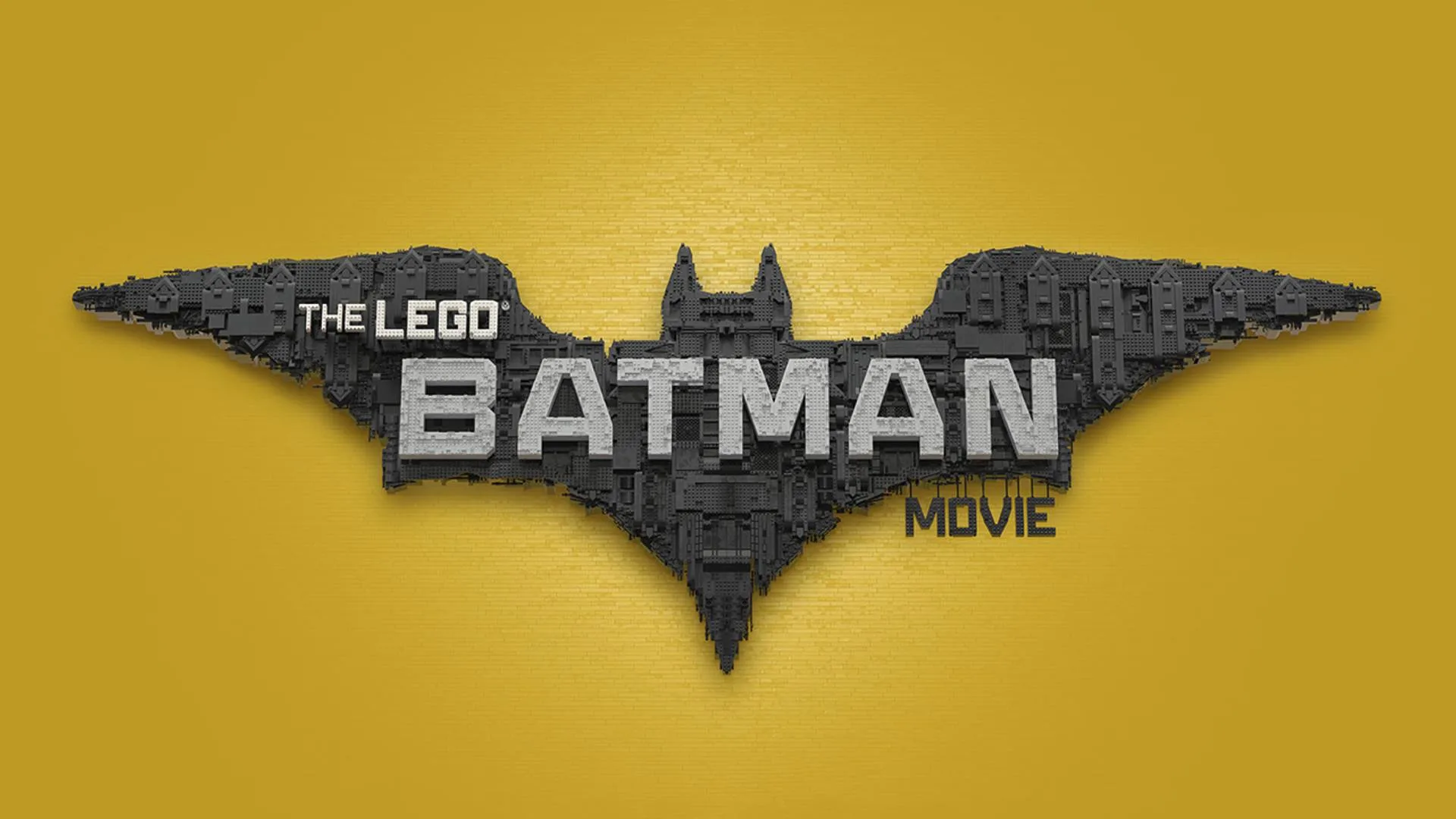 Логотип фильма The Lego Batman Movie на желтом фоне