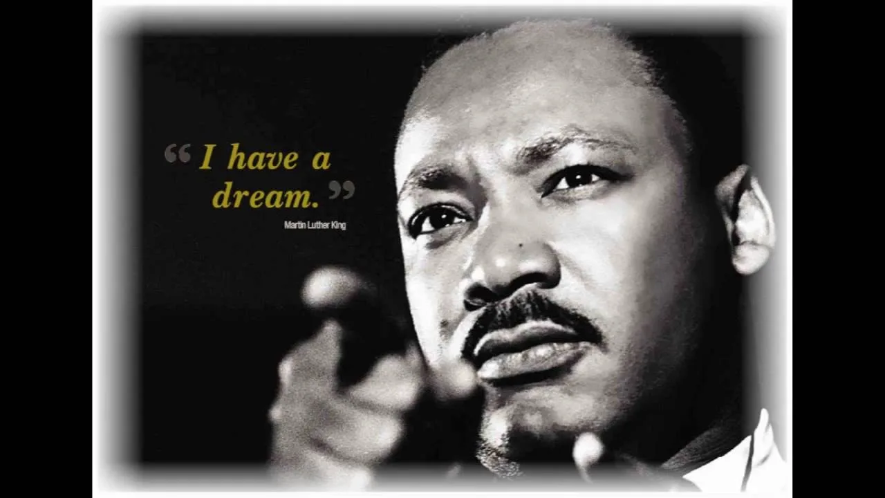 Портрет Мартина Лютера Кинга с надписью I have a dream