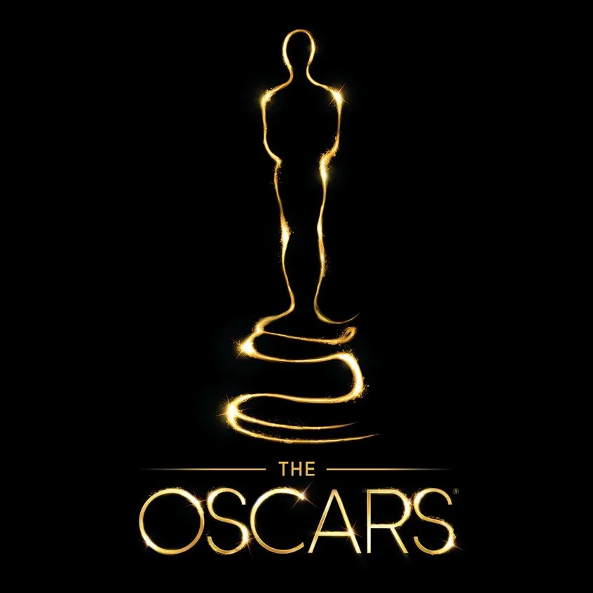 Золотистый силуэт статуэтки «Оскар» и надпись The Oscars на черном фоне.