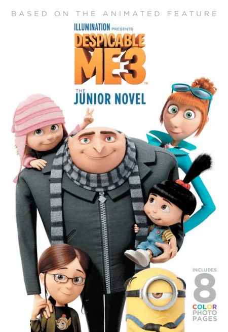 Обложка книги по мультфильму «Гадкий я 3» с Грю и его семьей.
