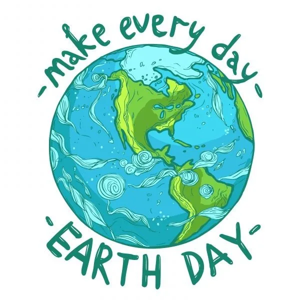 Рисунок земного шара с надписью Make every day Earth Day