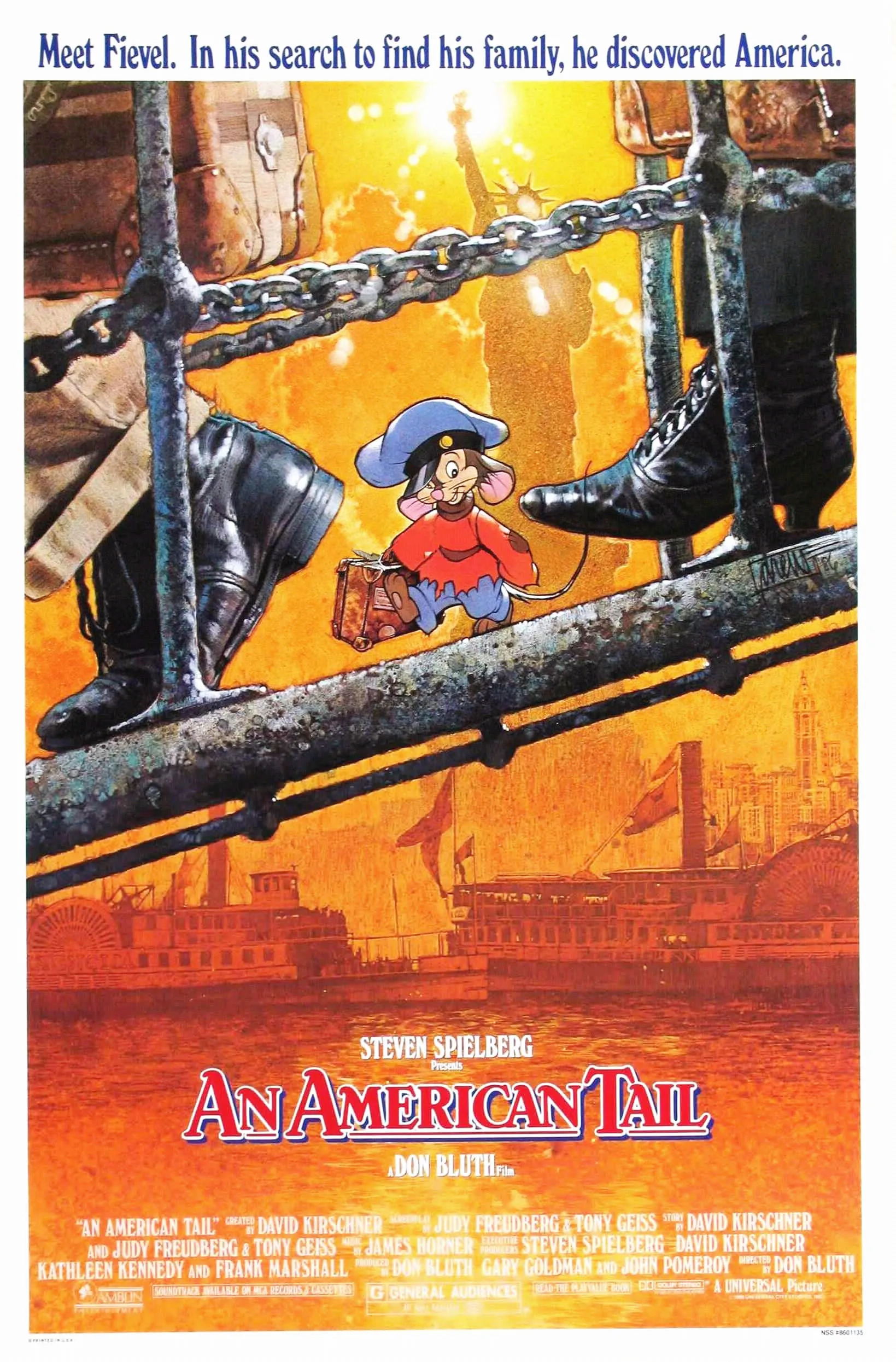 Постер анимационного фильма «Американский хвост»