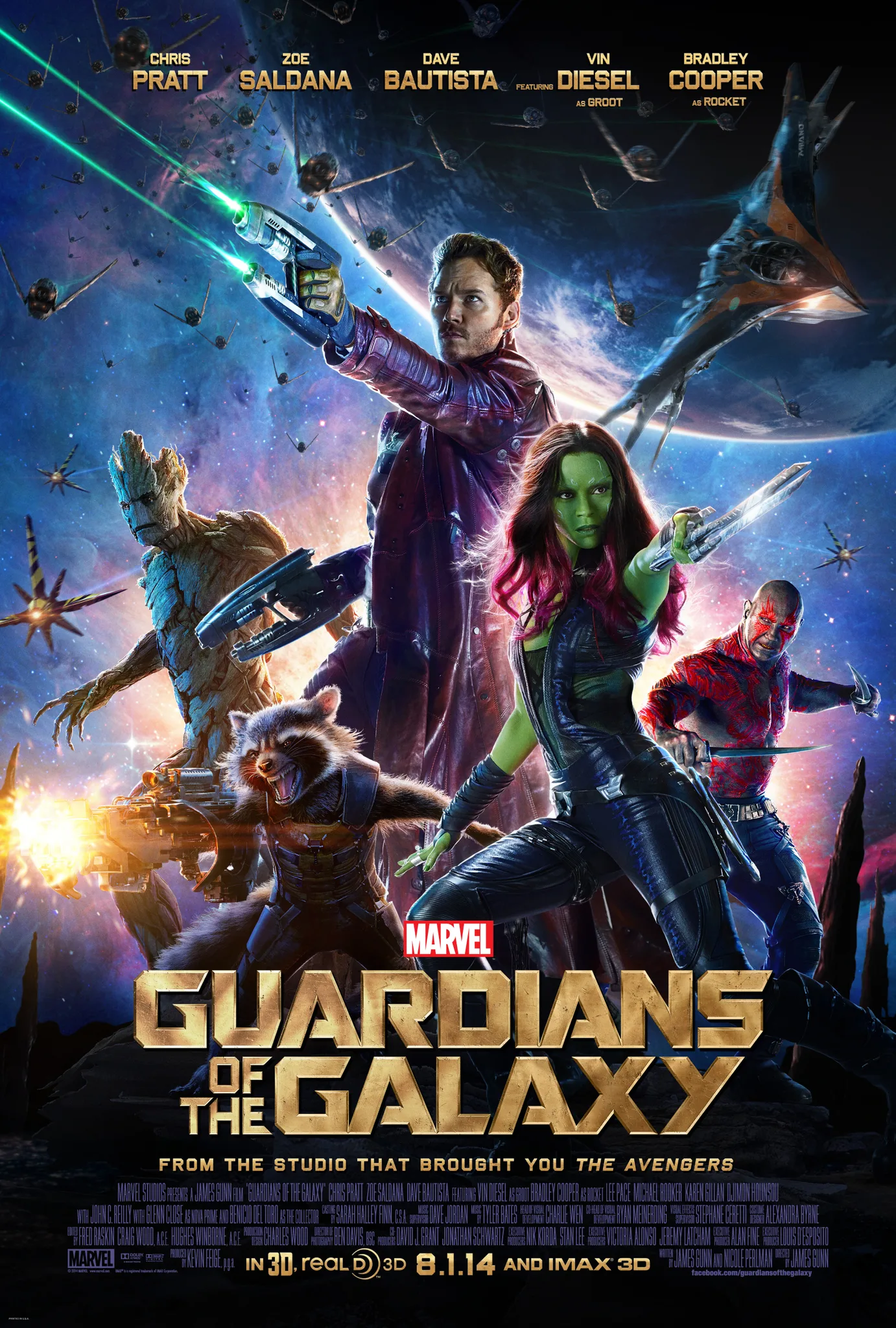 Постер фильма «Стражи Галактики» с персонажами киновселенной Marvel.