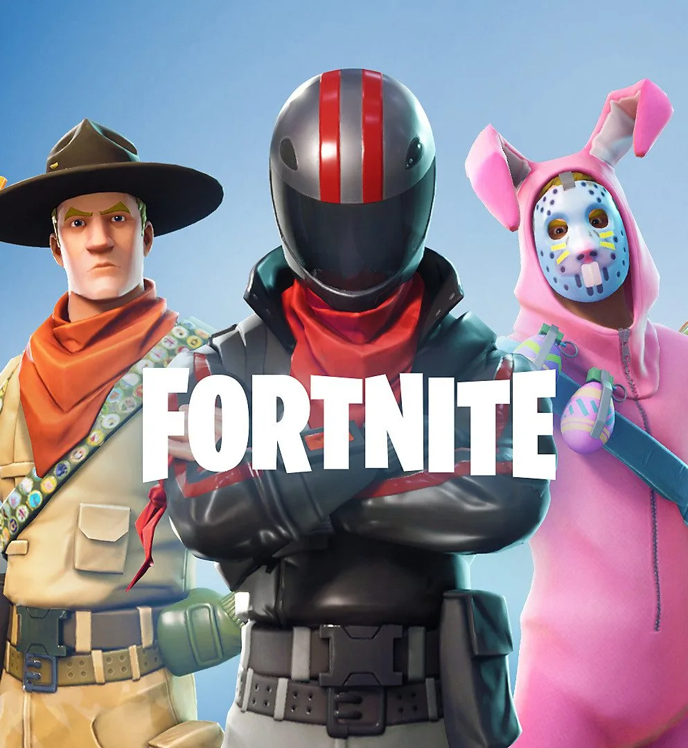Персонажи популярной компьютерной игры Fortnite на плакате.