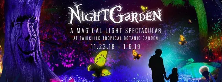 Афиша светового шоу NightGarden в ботаническом саду.