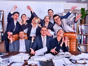 22E-M.-Happy--300x225 Business people office life of team people are happy with hand u
